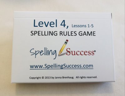 box of level 4 lessons 1-5 spelling rules game