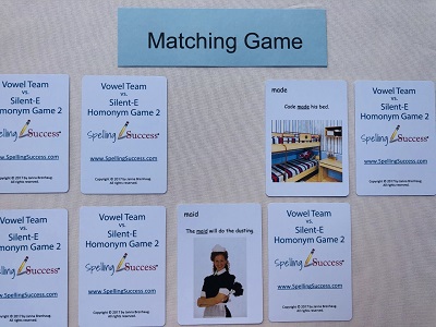 Homonym Game matching game lay out