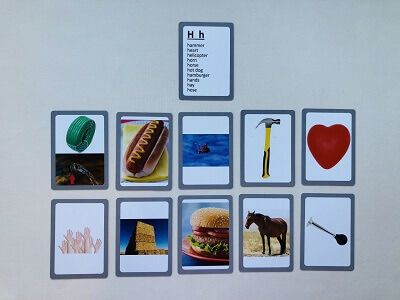 Level 1 Object Game lay out of game with educational cards