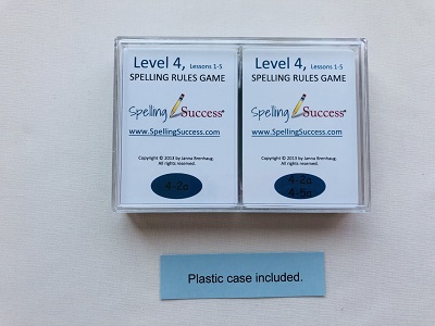 Level 4 Lessons 1-5 Spelling Rules game in plastic case with educational cards