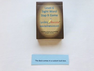 Level 6 Sight Word Slap It game in custom tuck box