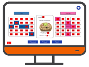 an illustrated computer with the Online Game on the screen and a orange control panel below the screen