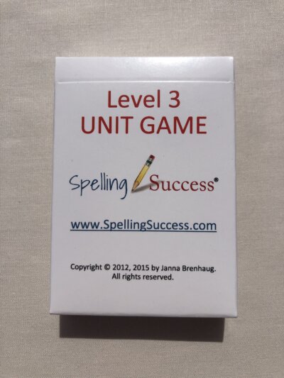 Level 3 Unit Game for Dyslexic Students with Spelling Success logo on the front of the tuck box.